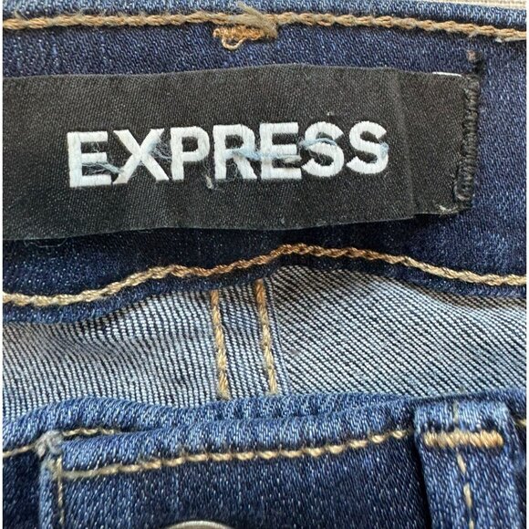 Express Denim Perfect Mid Rise Ankle Legging Stretch Jeans Size 0R Blue - Picture 2 of 13